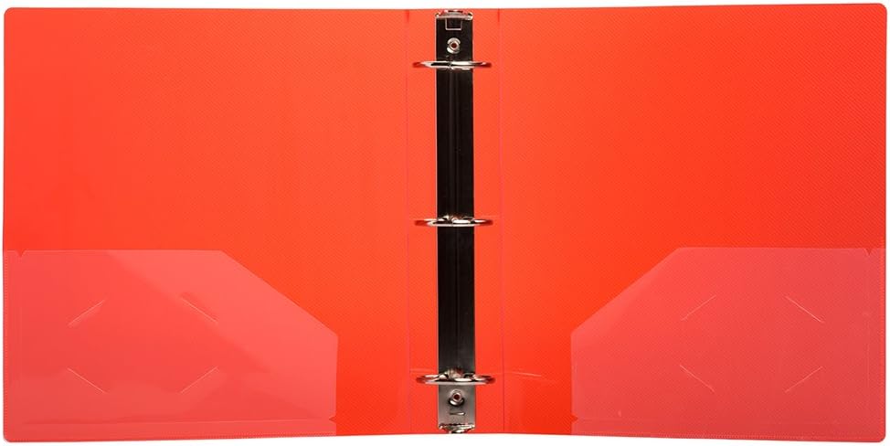 JAM PAPER Plastic 2 inch Binder - Red 3 Ring Binder - Bulk 12/Pack
