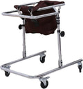 Walking Aid with Seat Wheel, Adjustable Height Walker, for Kids Cerebral Palsy Disability Rehabilitation Auxiliary Walking Frame(Brown)
