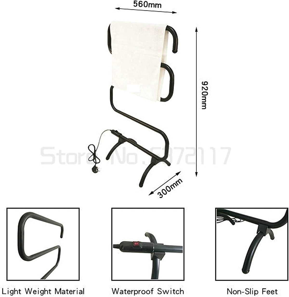 Towel Warmer Electric Towel Rack Heated 5-Bar Rail Bathroom Accessories Standing Wall Mount Bath Towel Drying Rack Towels Dryer Shelf