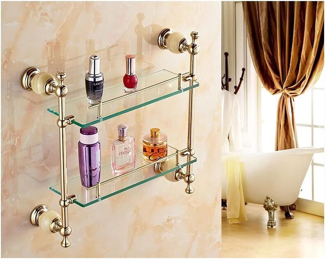 ZTBH Bathroom Hardware Sets Bathroom Accessories Set, Corner Shelf Paper Holder, Towel Bar, Soap Basket, Towel Rack, Towel Ring Bathroom Hardware Towel Set (Color : Glass Shelf 2)