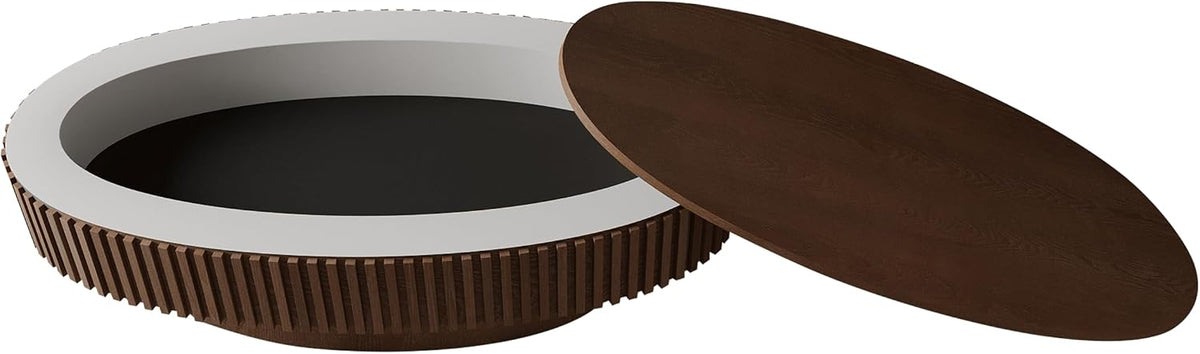 JUSTONE 47' Oval Coffee Table,Farmhouse Wood Coffee Table Accent Table with Storage for LivingRoom,Apartment,Office,Walnut