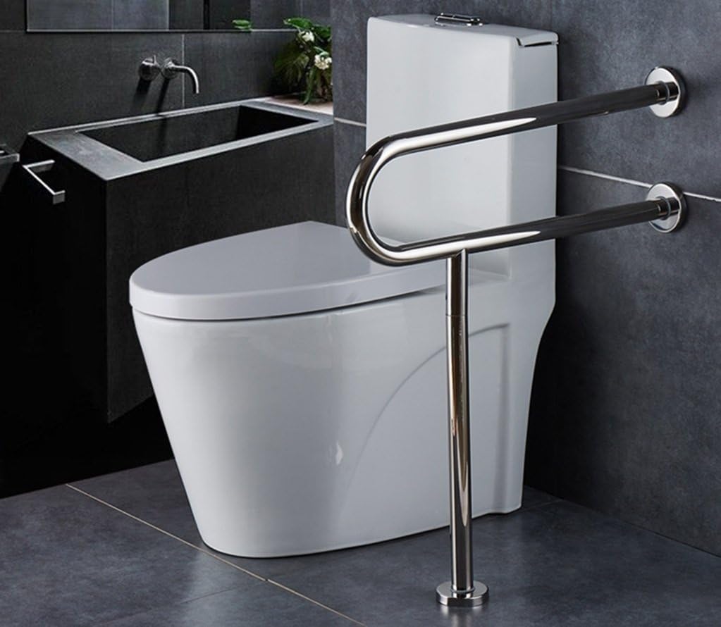 Grab Bar Stainless Steel U Type Grab Rails Anti-Slip Polished Chrome Safety Support Rail Straight Handrails Disability Aid Hold for Toilet/Shower Bathroom,