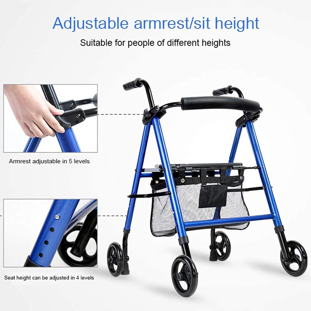 Standing Frame Adult Walker Walking Aid for The Disabled, Adjustable Crutches Old People's Trolley Rehabilitation Equipment