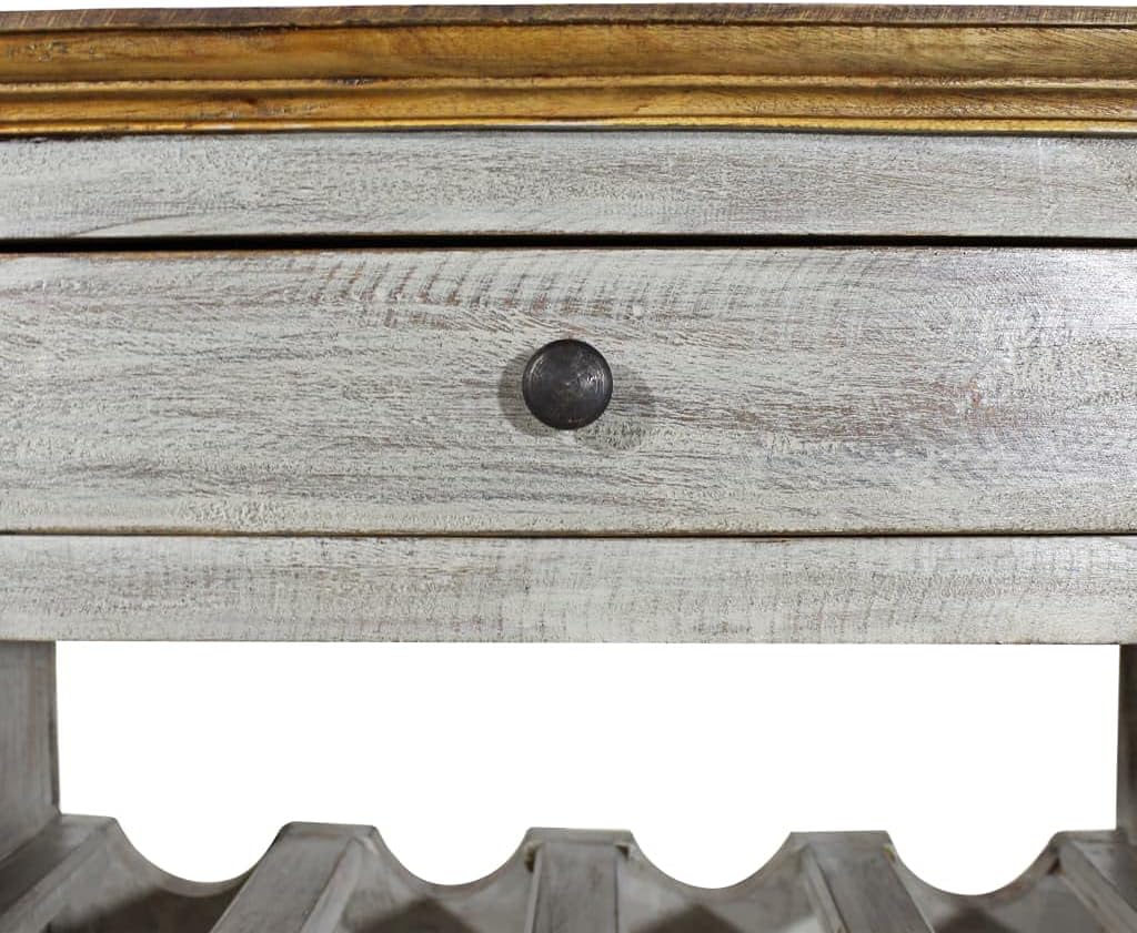 Solid Mahogany Wine Rack Antique-Style Handmade Wooden Cabinet Compact 21.7'x9.1'x33.5' Countertop Display Shelf for Kitchen Bar Drink Storage