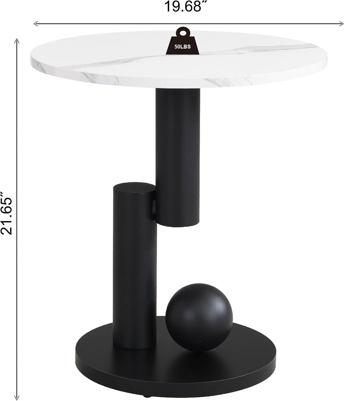 Modern Nesting Coffee Table Set of 2, Oval and Round Coffee Table Set for Living Room, Faux Marble Coffee Table and Round End Table, Luxury Living Room Accent Table for Apartment (Black with Drawer)
