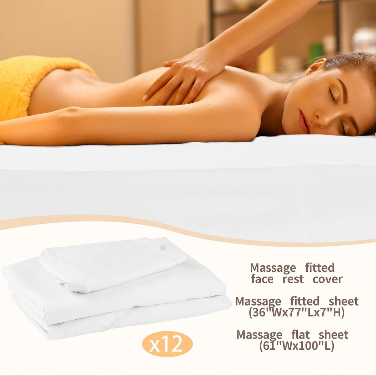 Oudain 12 Sets Soft Microfiber Massage Table Sheets Set Bulk 3 Piece Set Includes Massage Table Cover, Massage Fitted Sheet, and Massage Face Rest Cover (White)