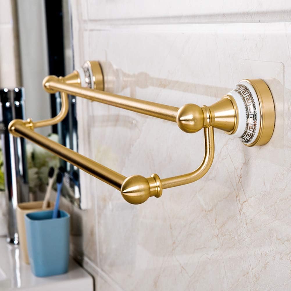 BTZHY Towel Rack Towel Rack Double Pole Towel Rack,Punch-Free Towel Bar,Bathroom Suction Cup Towel Holder Space Aluminum Towel Shelf/A/57Cm Bathroom Hardware/a/57Cm The New