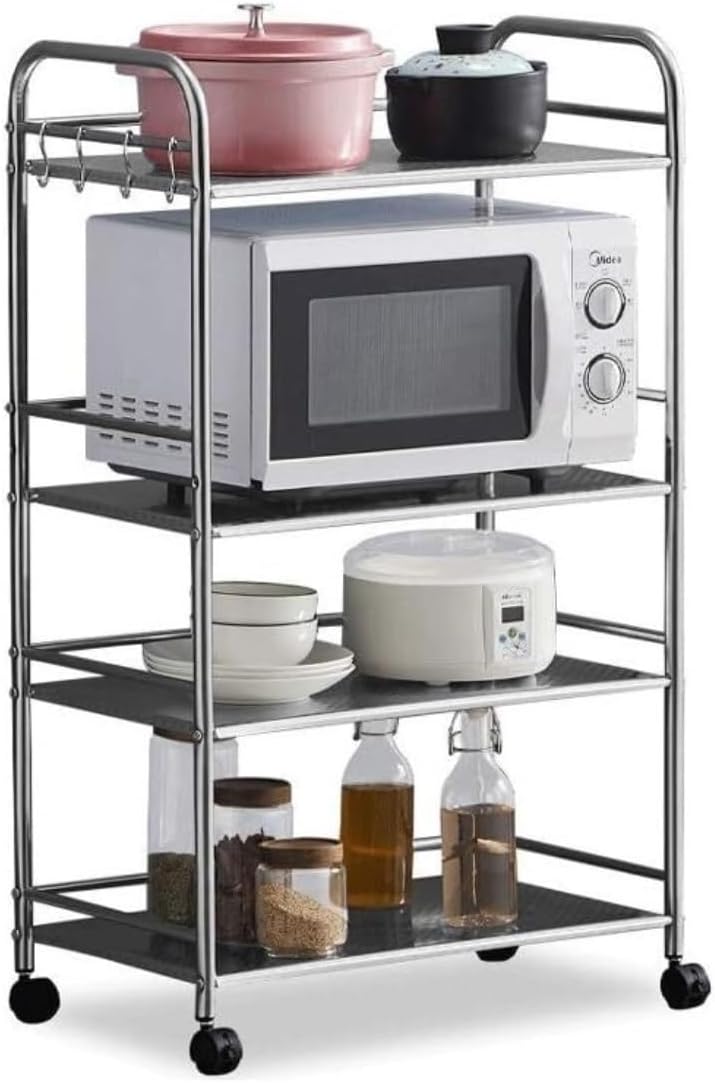 Microwave Stand 4 Tier Microwave Oven Rack Stainless Steel Stand Kitchen Shelf Rice Cooker Storage Storage