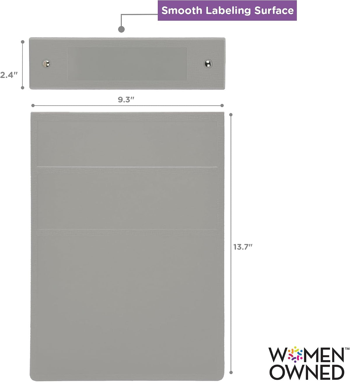 Carstens 2-Inch Heavy Duty 3-Ring Binder - Top Opening, Ash Gray, Durable Plastic, No-Gap Rings, Waterproof Cover, No Pockets, Holds 300 US Letter Sheets, BPA-Free, Made in USA (2872-3R), Case of 16