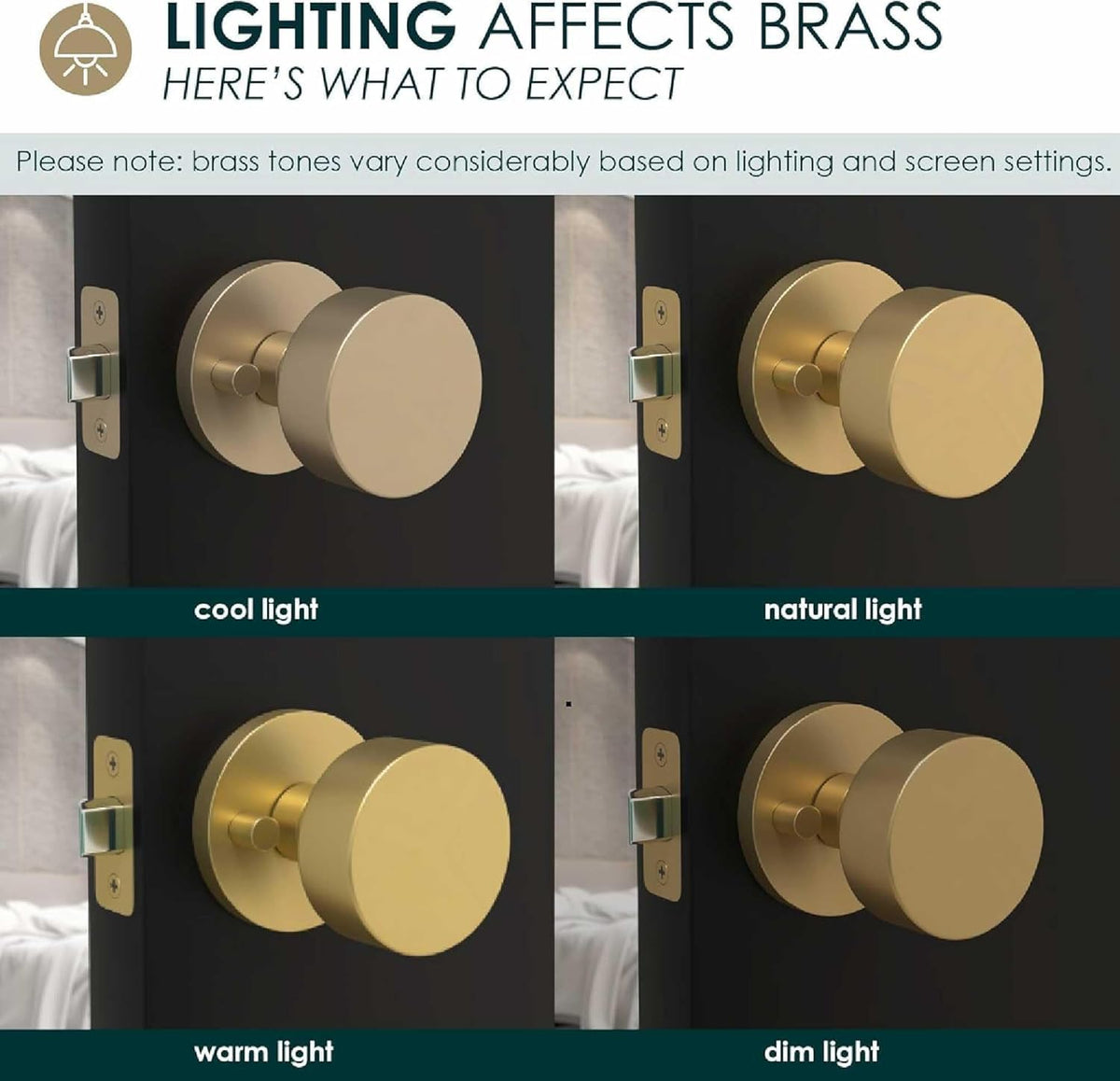 Mega Handles Buena Passage Door Knob for Hallway, Closet and Bathroom, Reversible Heavy Duty Design Door Knobs, Fits All Standard Door Sizes, Screws Included - Satin Brass (16 Pack)