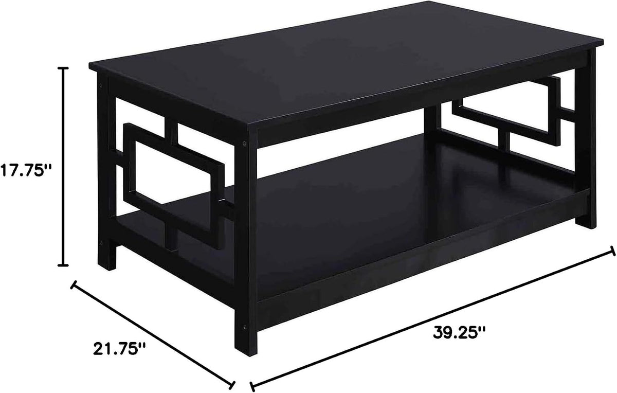 Convenience Concepts Town Square Coffee Table with Shelf, Black
