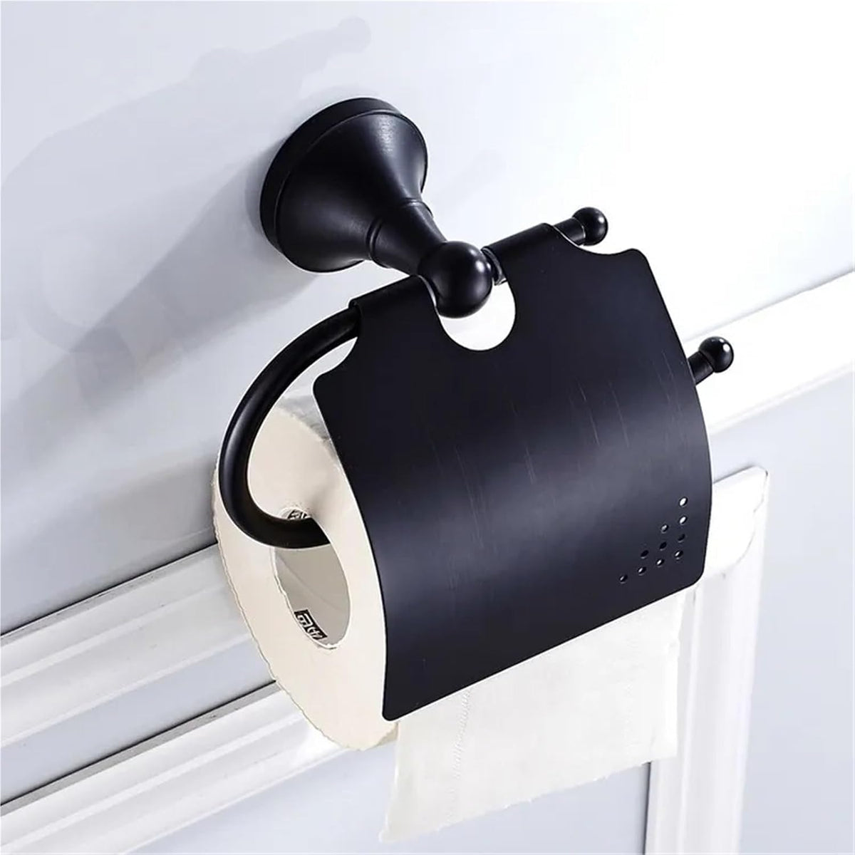 Black Brass Bathroom Accessories Hardware Set Towel Bar Rail Rack Toilet Paper Holder Shower Soap Dish(Hair Dryer Holder)