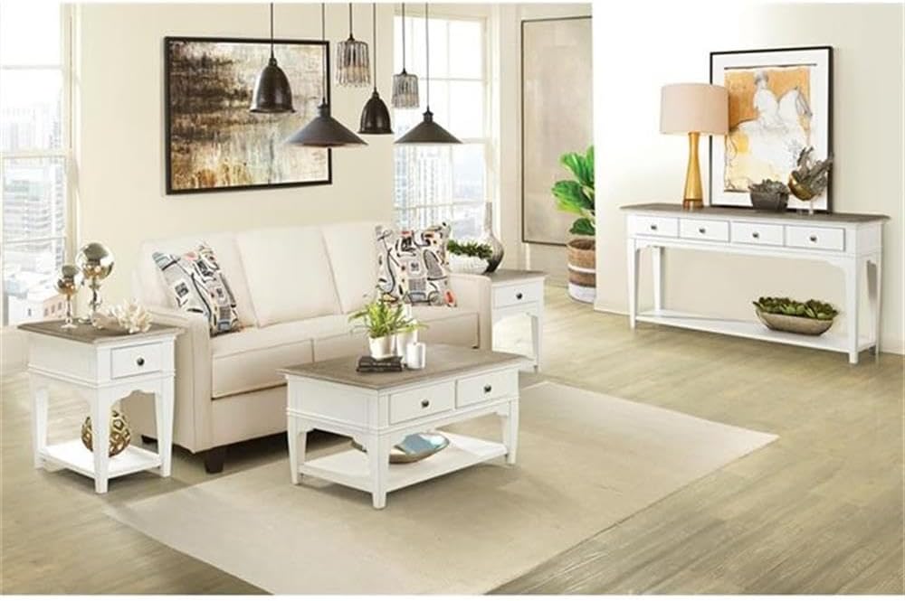 BOWERY HILL Contemporary Storage Coffee Table, 36' x 24' x 19', Hardwood Solids and Oak Veneer, Natural Finish, Two Drawers, Fixed Bottom Shelf, Removable Casters, Living Room Indoor Use