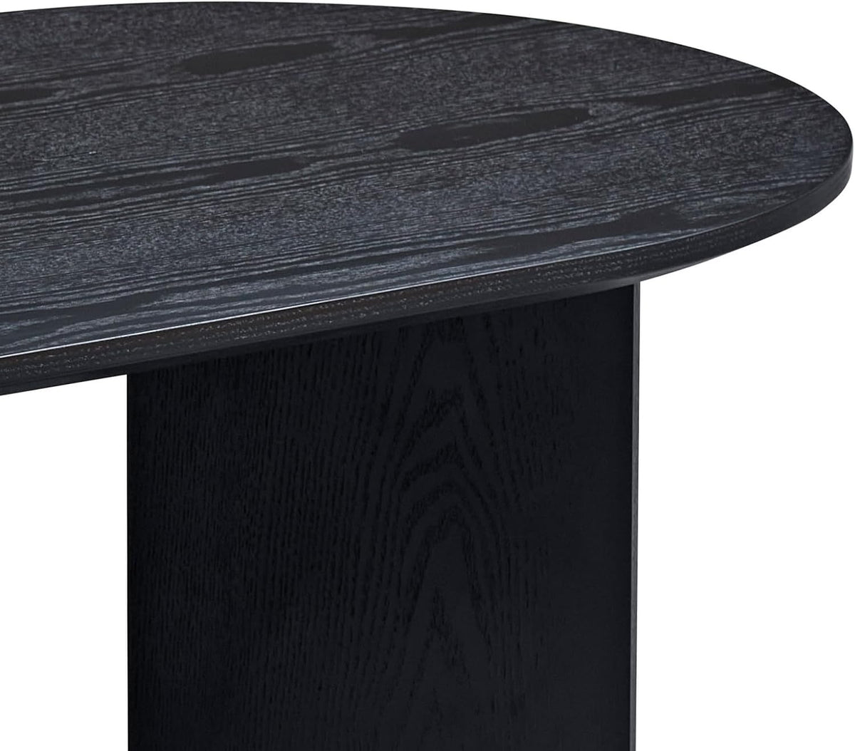 LKTART 39.37 Inch Oval Coffee Table for Living Room, Modern Small Coffee Table with Sturdy Pedestal for Apartment, Bedroom, Black