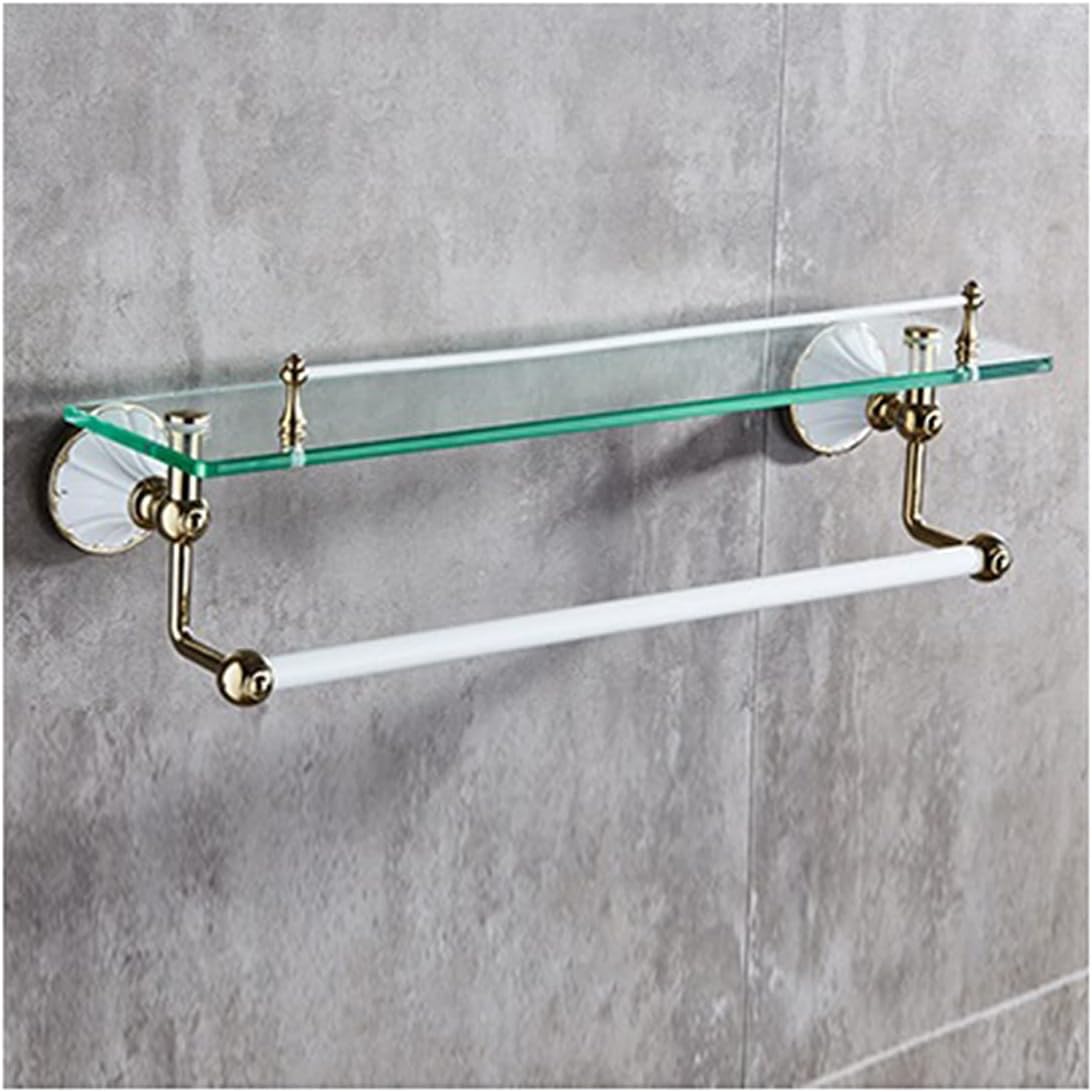 ZTBH Bathroom Hardware Sets Bathroom Accessories Set, Paper Holder, Towel Bar, Soap Basket, Towel Rack, Glass Shelf Bathroom Hardware Towel Set (Color : Glass Shelf)