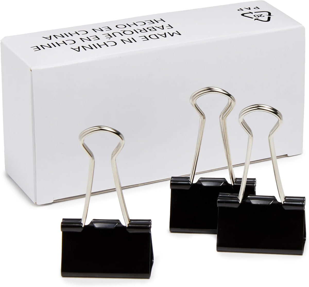 Amazon Basics Sturdy Binder Clips for Office Use, 96 Count, Medium, 1.25 in, Black (Pack of 12)