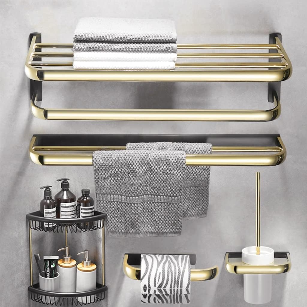 Bathroom Shelves Light Luxury Bathroom Towel Rack, Toilet Paper Holder, Towel Holder Towel Bar and Coat Hook, Bath Hardware Set(Tissue Holder) (Hair Dryer Holder)