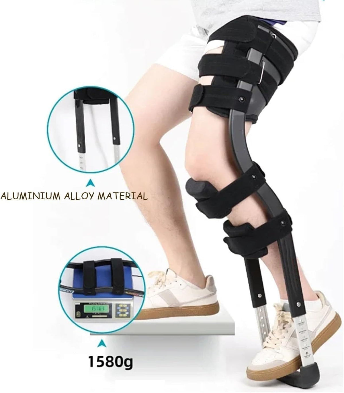 FoRes Walking Support Single Leg Alternative to Crutches Telescopic Pain Free Knee Crutch Walker Hands Free Crutch Knee for Disability Elderly Injury Ankle Fracture