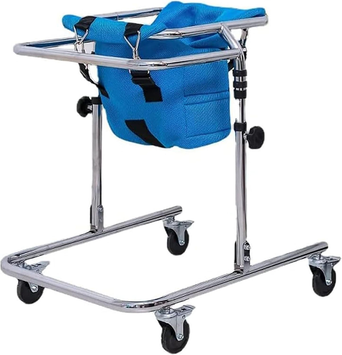 Walking Aid with Seat Wheel, Adjustable Height Walker, for Kids Cerebral Palsy Disability Rehabilitation Auxiliary Walking Frame(Blue)