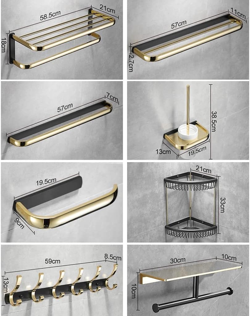 LSLYTQ Light Luxury Bathroom Towel Rack, Toilet Paper Holder, Towel Holder Towel Bar and Coat Hook, Bath Hardware Set