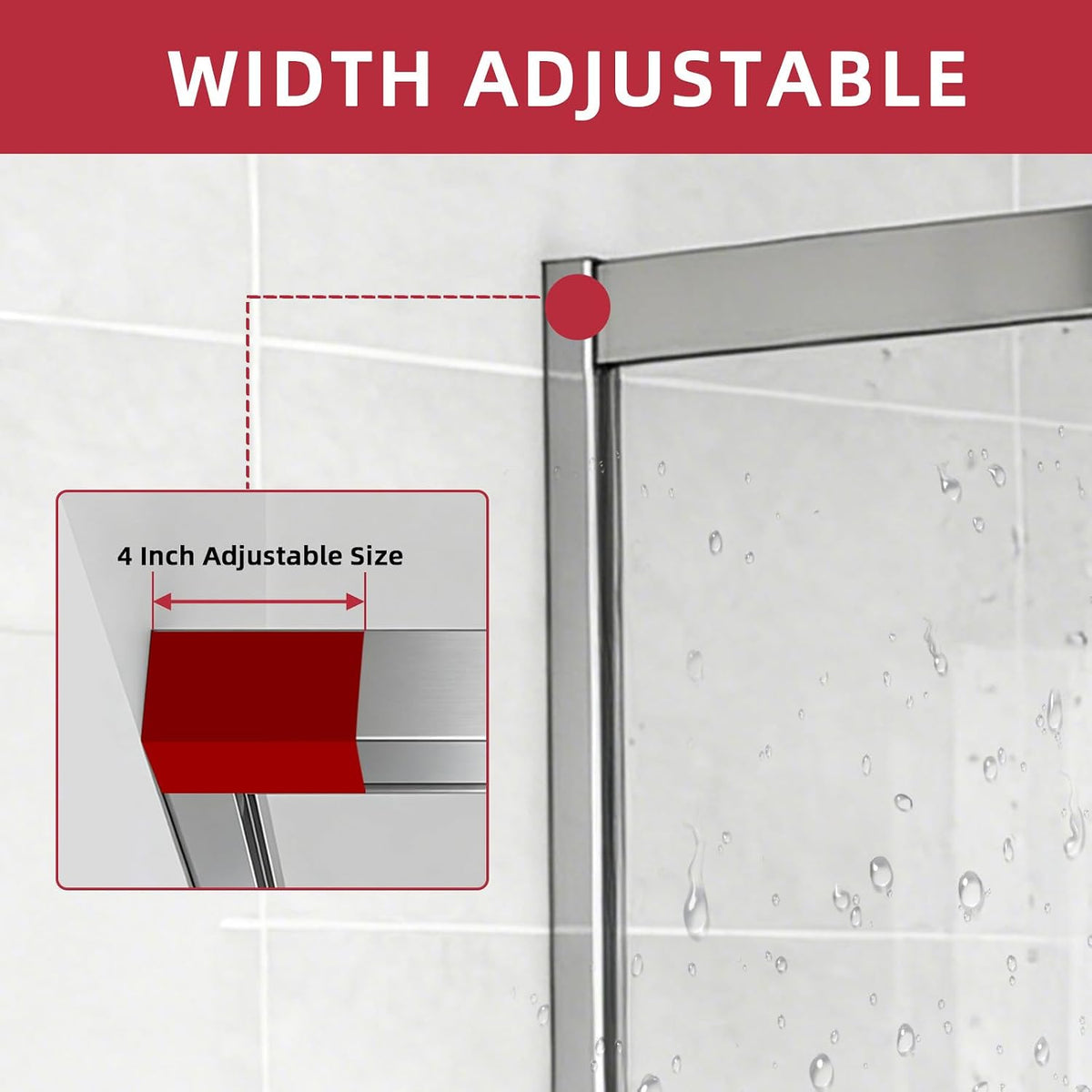 Shower Door 56-60' W x 72' H, Semi-Frameless Double Sliding Glass Shower Door, 1/4' (6mm) SGCC Tempered Glass Bathroom Sliding Door, Chrome Silver Finish, 304 Stainless Steel Hardware