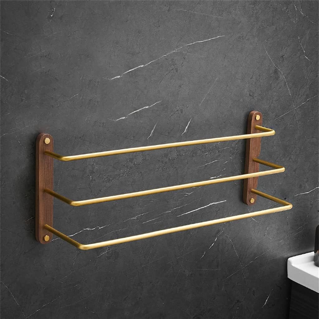 Bathroom Aluminum Towel Rack Wall-Mounted 30/40/50 Cm Towel Rack Wooden Towel Bar Bathroom Accessories (A 30CM)