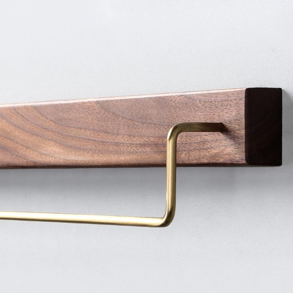 Towel Rack Black Walnut Wood Towel Rack Wall Mounted Retro Towel Bar Wooden Towel Holder Brass Towel Rail (Color : Brown Size : 60cm) (Wood Color 30cm)