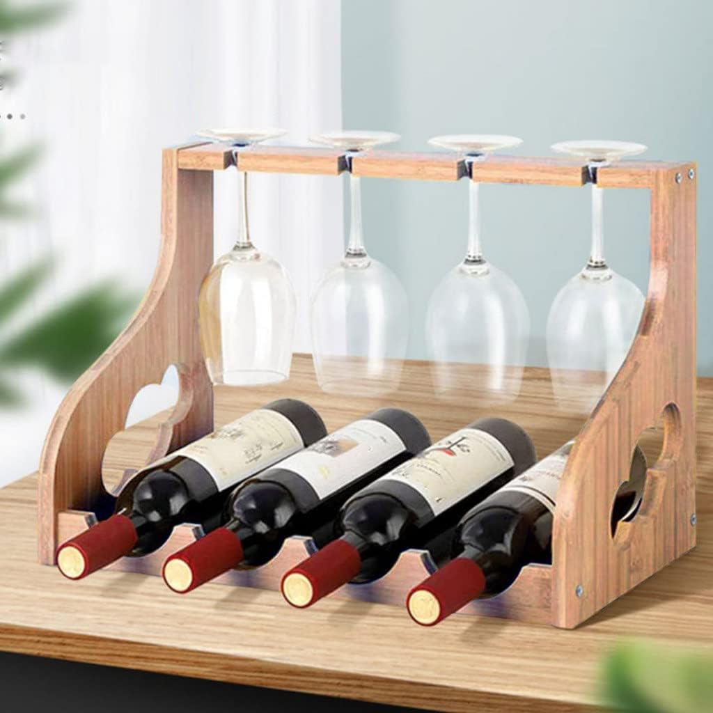 Wooden Wine Glass Rack Free Standing Countertop Cabinet Holder Storage Shelf Kitchen Bar (As Show Fits All)