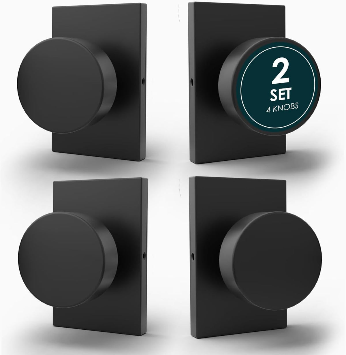 Mega Handles Laura Dummy Door Knob - 4 Pack Heavy Duty Dummy Door Knobs, Non-Turning Matte Black Door Knob for Closet & French Doors, Single Side, Fits All Standard Door Sizes - Matte Black