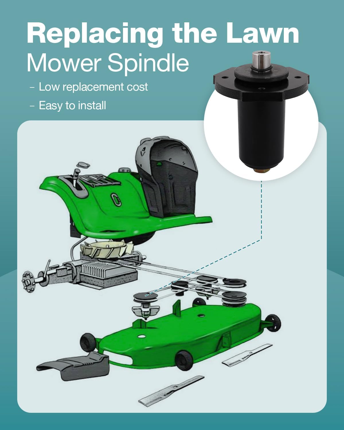 SCITOO Mower Spindle 285-358 Spindle Assembly for ARIENS Gravely: 59114000, 59201000, 59215500, 59225800, 9239400; for Oregon: 82-041; for STENS: 285-358, 285-368 of 2 pcs