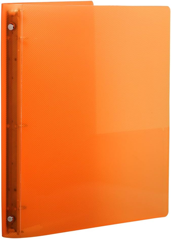 JAM PAPER Plastic 0.75 inch Binders - Orange 3 Ring Binder - Bulk 36/Pack