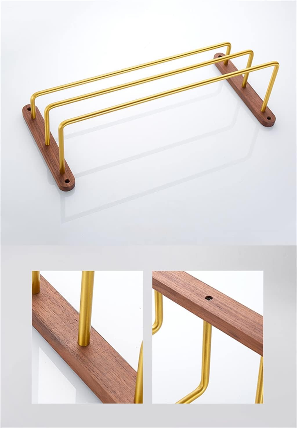 Bathroom Aluminum Towel Rack Wall-Mounted 30/40/50 Cm Towel Rack Wooden Towel Bar Bathroom Accessories (A 30CM)