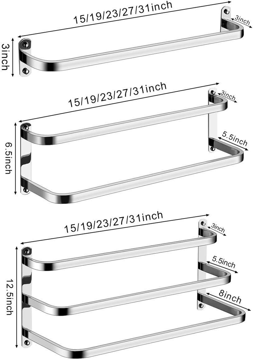 Double Pole Towel Rack Punch-Free Towel bar Bathroom Suction Cup Towel Holder Space Aluminum Towel Shelf-A 57cm(22inch) (Three Layers 40cm)