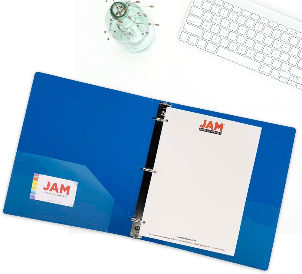 JAM PAPER Plastic 2 inch Binder - Blue 3 Ring Binder - Bulk 12/Pack
