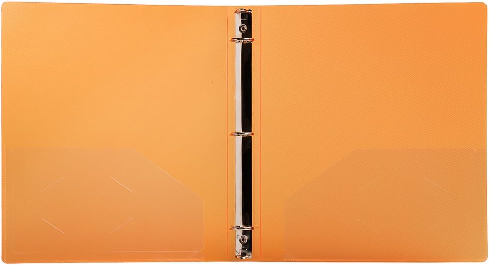 JAM PAPER Plastic 1 inch Binders - Orange 3 Ring Binder - Bulk 24/Pack