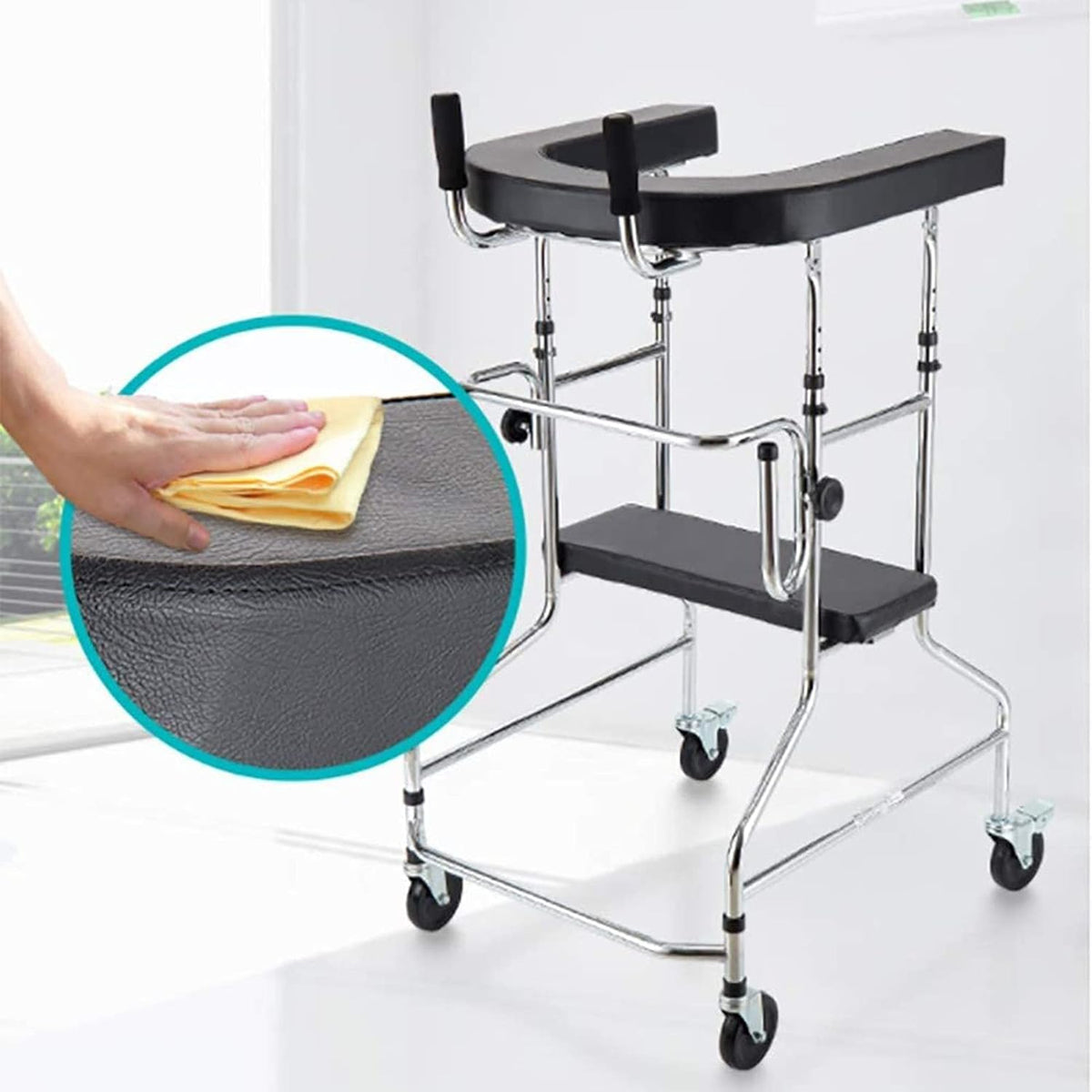 Upright Walker, Walking Aids for Seniors Stand Up Folding Rollator Walker Loading Capacity 100kg with Padded Armrests，10 Steps Height Adjustable (Size : A)