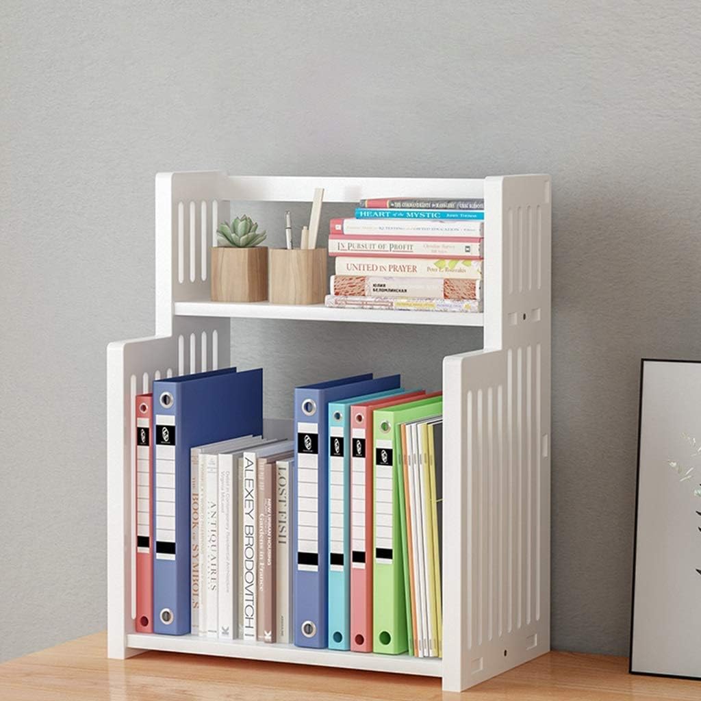 Bookshelf Wood Desktop Bookshelf Kitchen Shelf Seasoning Rack Multi-Layer Household Countertop Storage Rack Desk Organizer Display Shelf (Color : White, Size : 48cm)