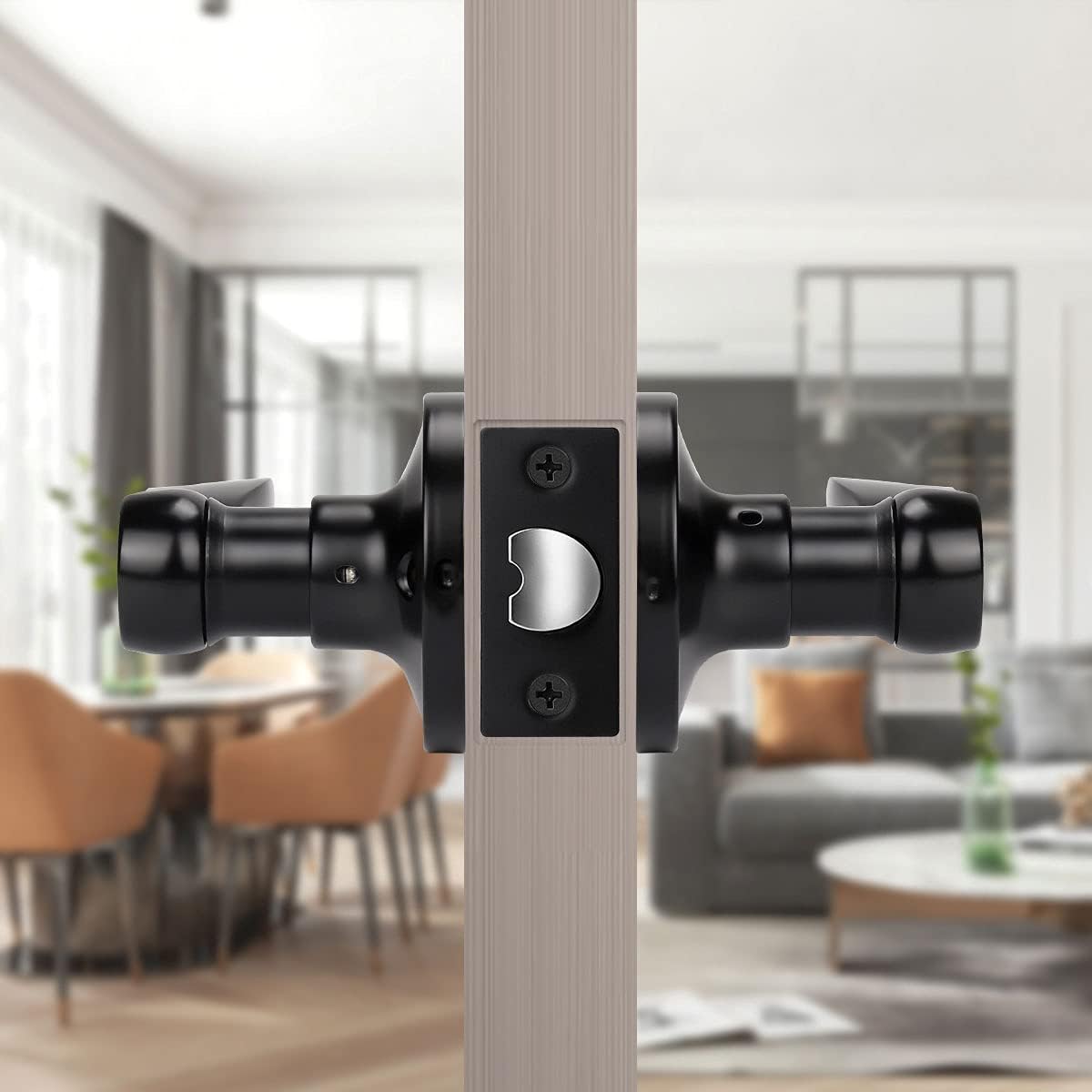 KNOBWELL 10 Pack Passage Door Handles Matte Black Interior Door Levers for Closet Hallway Modern Door Knobs, Reversible for Right or Left