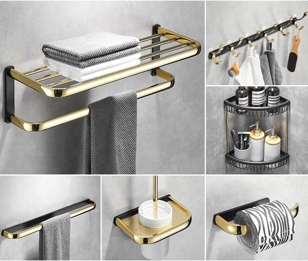 LSLYTQ Light Luxury Bathroom Towel Rack, Toilet Paper Holder, Towel Holder Towel Bar and Coat Hook, Bath Hardware Set