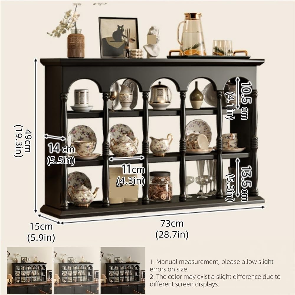 Rustic Coffee Mug Display Rack, Floating Solid Wood Mug Rack, Farmhouse Countertop Cup Holder, Space Saving Wall Mounted Vintage Kitchen Countertop Cup Organizer(White,28.7''x19.3''x5.9'')