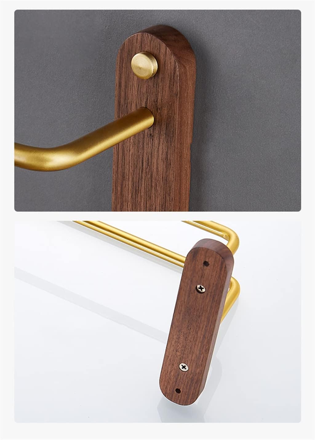 Bathroom Aluminum Towel Rack Wall-Mounted 30/40/50 Cm Towel Rack Wooden Towel Bar Bathroom Accessories (A 30CM)