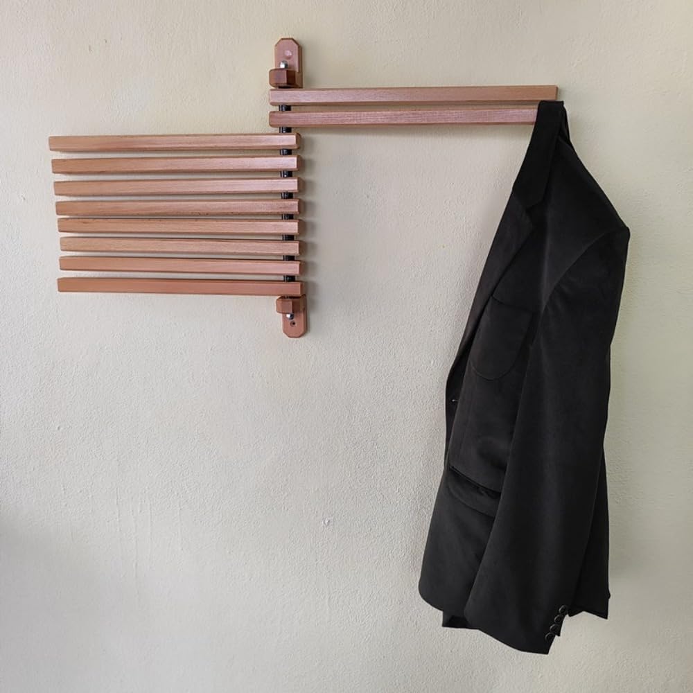 Wood Swivel Towel Bar - Wall-Mounted Folding Drying Rack, 15'x6'x2', B-Walnut Finish, Perfect for Laundry Room, Holds Up to 6 Towels, Space-Saving & Stylish Design