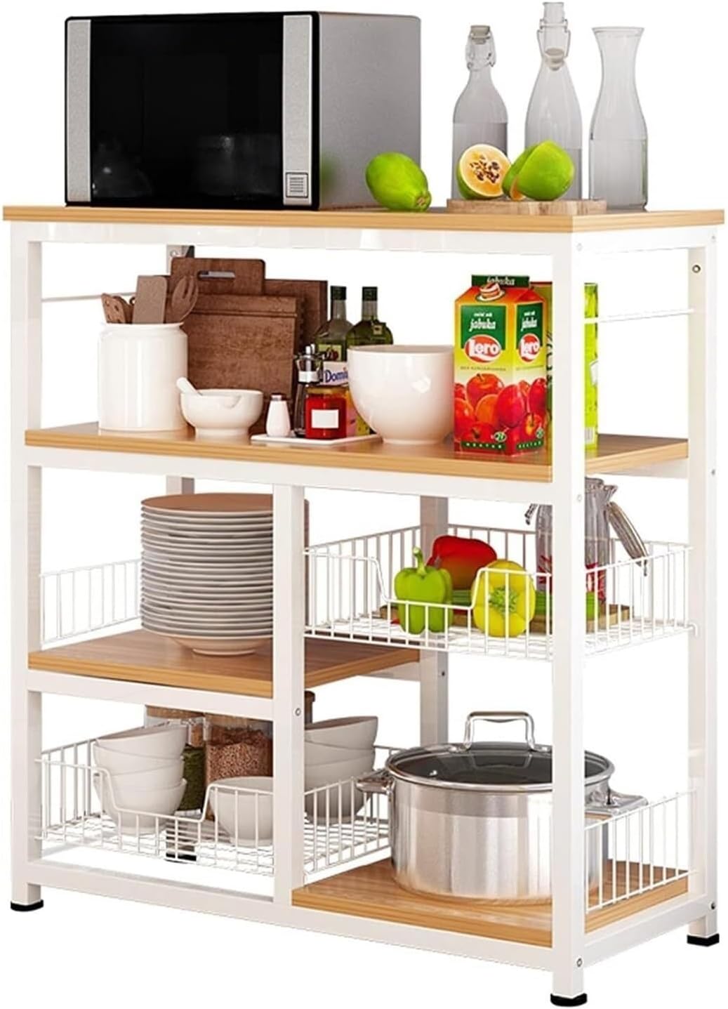 Microwave Stand 4 Tier Microwave Oven Rack Kitchen Shelf Landing Stand Houme Condiment Multipurpose Shelves Storage