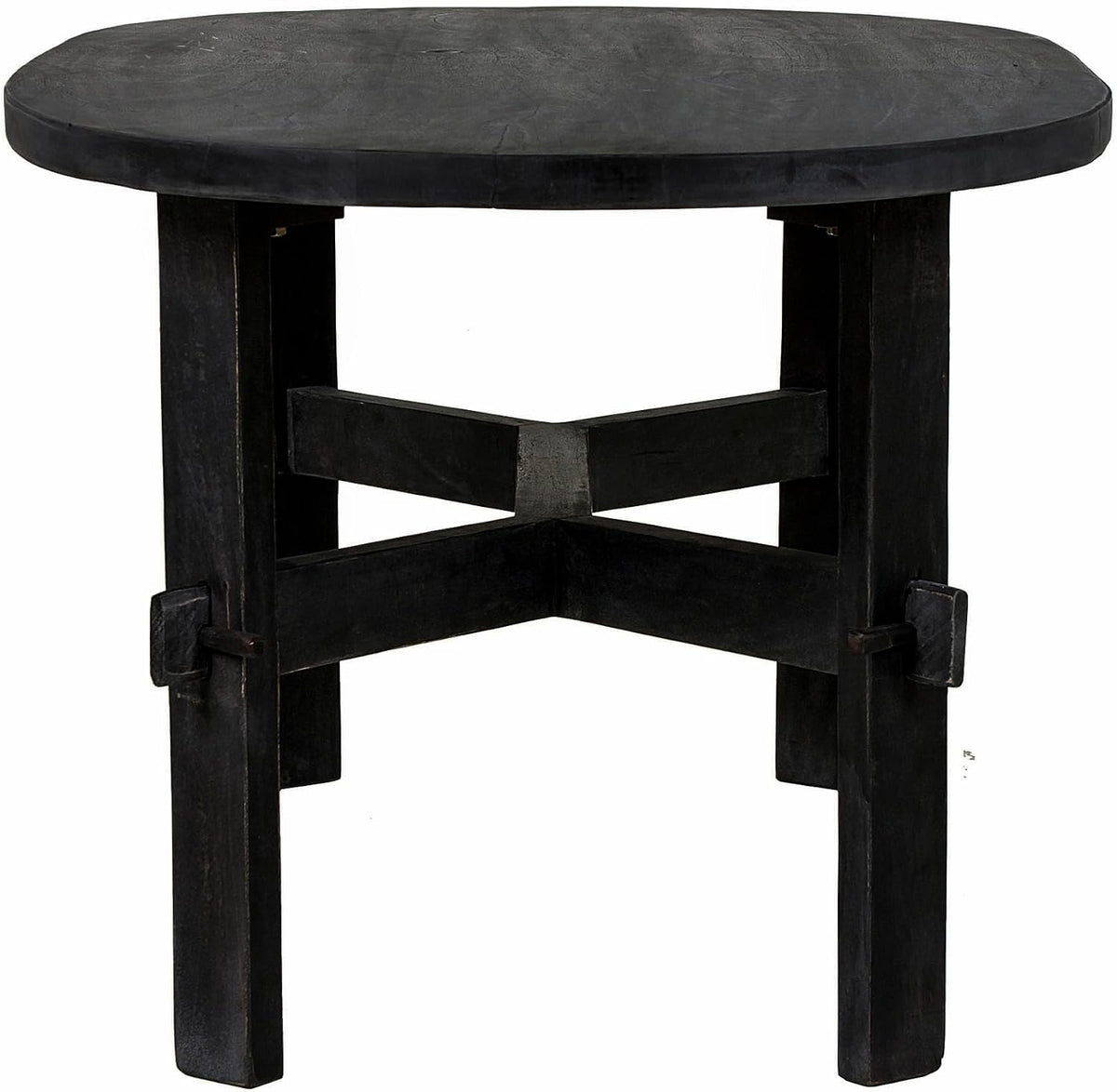 East at Main Celeste Oval Coffee Table, Solid Acacia Wood, Rustic & Modern Design, Handcrafted Living Room Furniture, Distressed Black or Brown Finish, 22' D x 45' W x 18' H