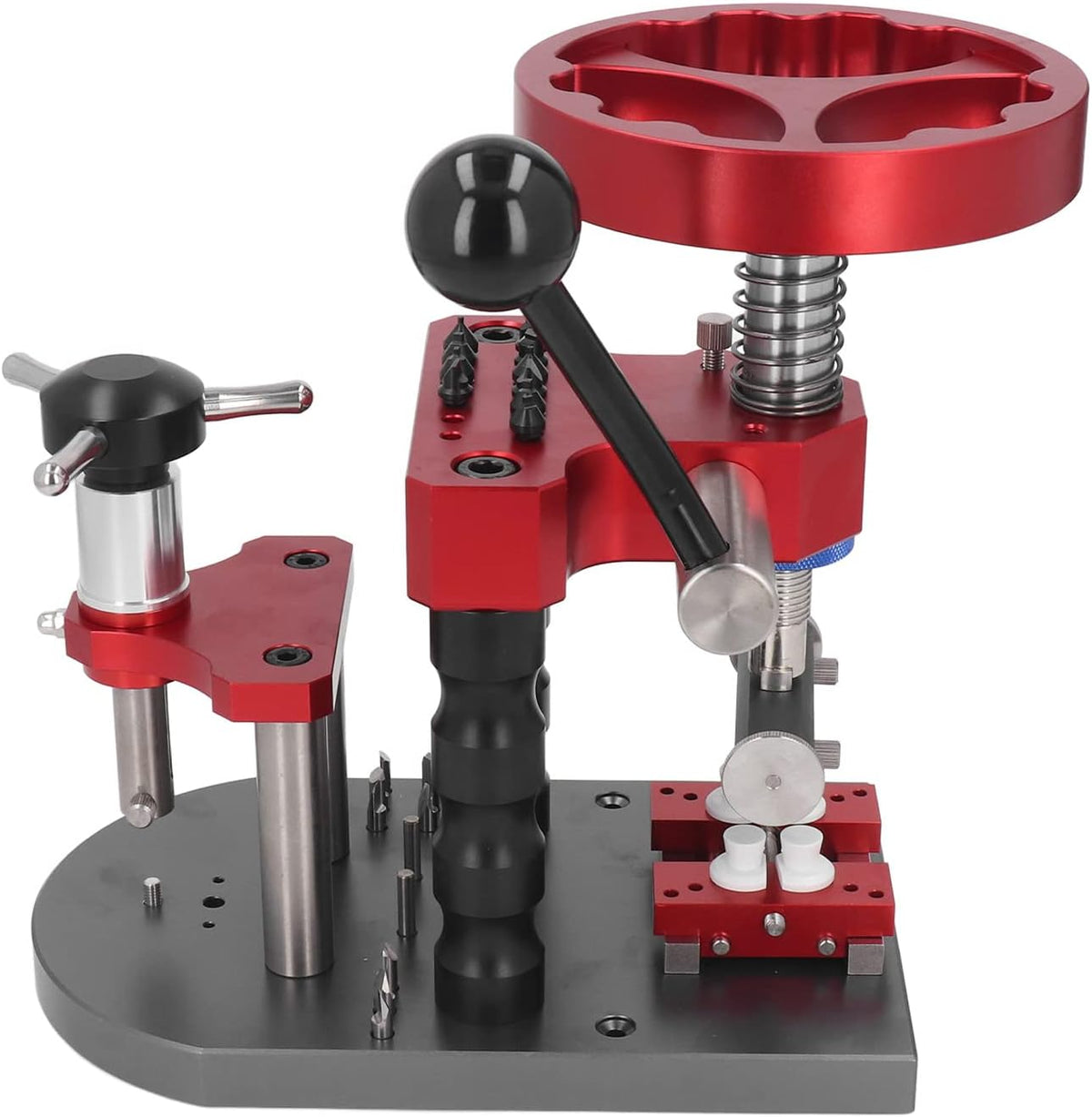 Hilitand Watch Capping Machine Professional, Adjustable Back Cover Closing Press for Repair Shops and Watchmakers Alloy Steel 12 Claws Large Turntable Multi Mold Kit