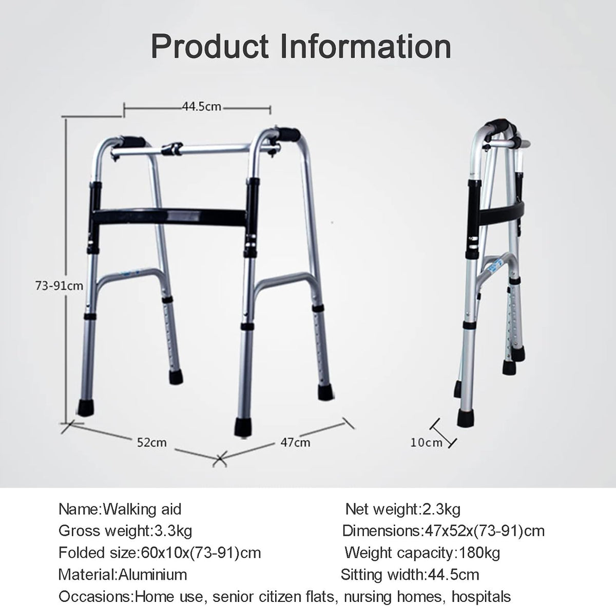 Walker for Seniors Rollator Elderly Walker Disabled Walker Armrest Auxiliary Walking Bracket Folding Walker Frame Disability Aids,A (A-A