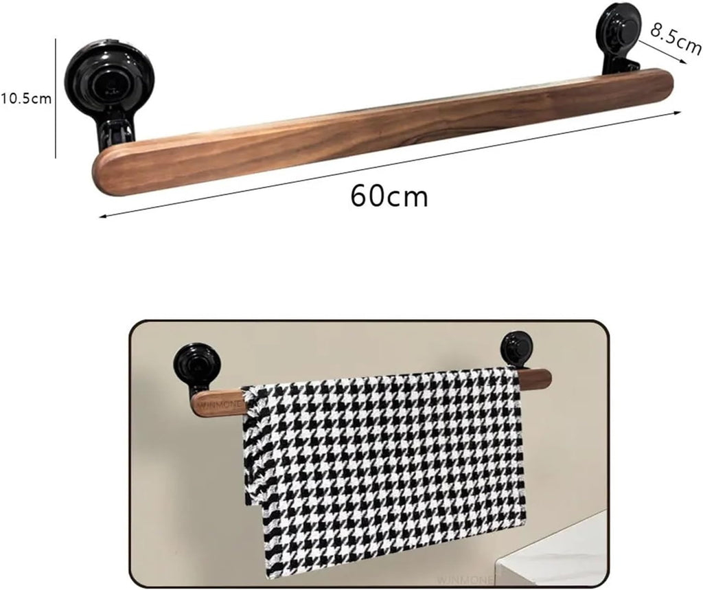 Suction Cup Wooden Walnut Folding Bath Towel Rack Bathroom Toilet Accessories Wall-Mounted Storage Shelf Hardware Sets(Towel Rack PX)