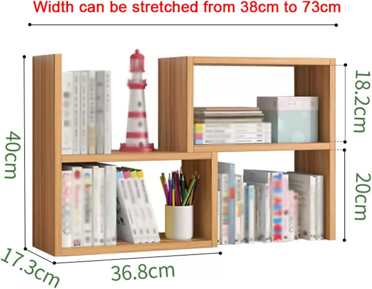 Bookcases Desk Organizers Wood Expandable Desktop Bookshelf Adjustable Desktop Shelves Rack Kitchen Counter Storage Organizer for Office Supplies, Makeup, Seasoning Supplies Bookshelf Bookcase
