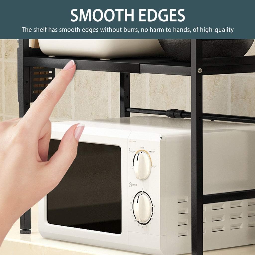 Microwave Stand Retractable Microwave Oven Rack 2 Tier Kitchen Counter Shelf Organizer Carbon Steel Storage