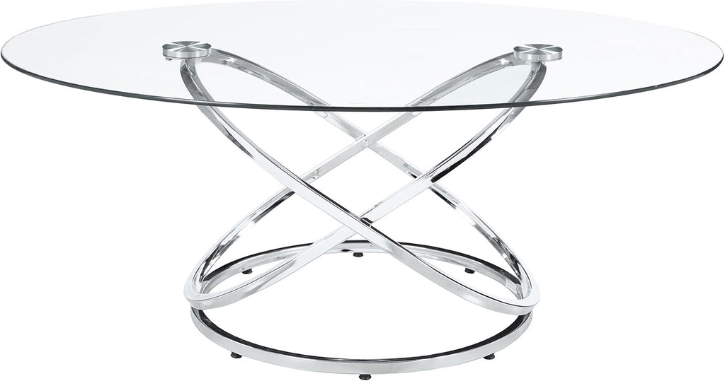 Coaster Home Furnishings - Warren - 3-Piece Coffee Table Set with Clear Glass Oval Tops, Metal Frame with Intertwined Ring Design - Living Room - Chrome - 722373